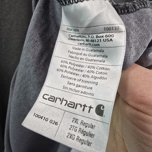 Carhartt T Shirt Mens 2XL Gray Pocket Relaxed Fit Short Sleeve Raglan Delmont - Picture 10 of 12
